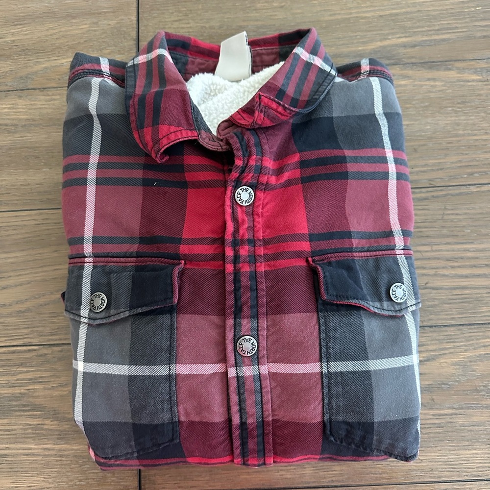 North Face‎ Plaid Button-Up, Sherpa lined jacket shirt